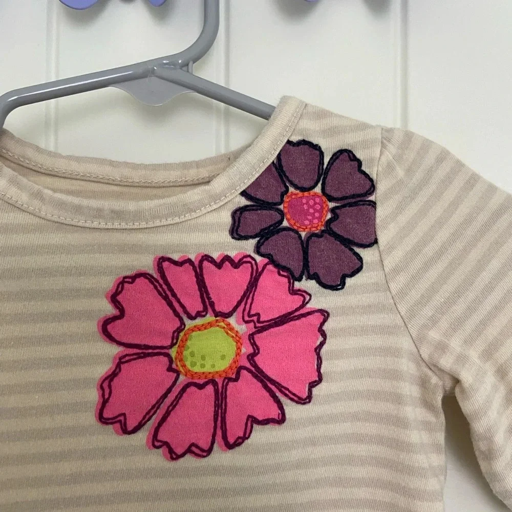 EUC | Genuine Kids by Oshkosh baby girl’s striped floral embroidered top — 12 mo